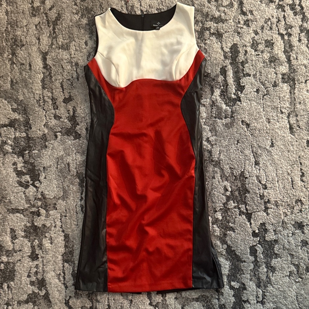 Ronni Nicole Red, Black, and White Midi Dress